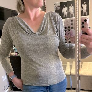 White House Black Market long sleeve Cowel neck light gray. Lightweight material